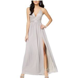 Emerald Sundae Embellished Gown Dress grey sz‎ med